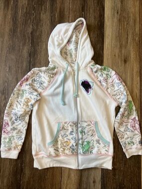 Disney Parks Ink and Paint White Hoodie with Pastel Character Accents